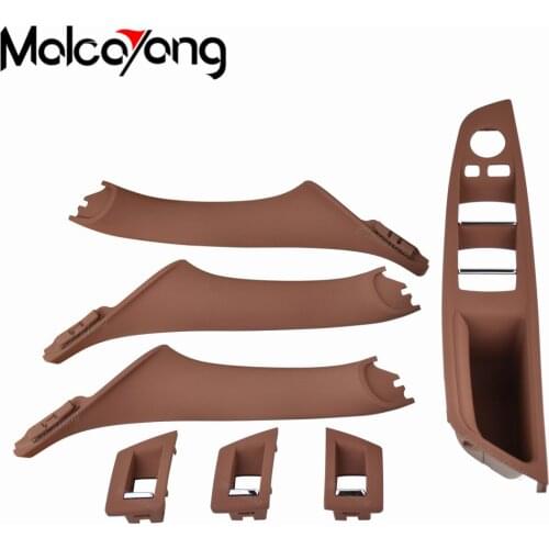 4PCS Right Hand Drive RHD For BMW 5 series F10 F11 520 525 Wine red Car Interior Door Handle Inner Panel Pull Trim Cover Armrest