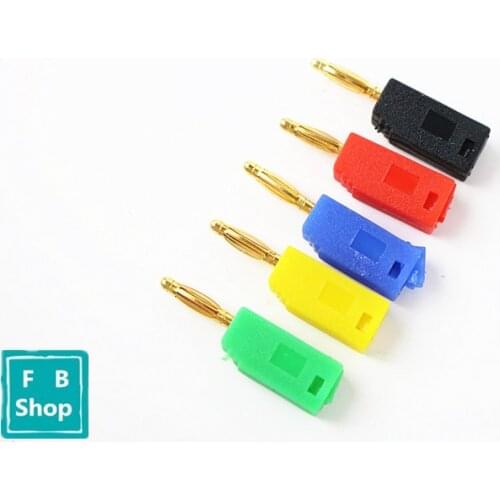 5pcs Pure copper gold plated 2mm 5Colors banana plug stacked banana plug physical experiment plug banana lantern test insert