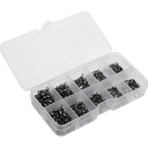 500 Pieces Stainless Steel Ball Bearing Swivels Barrel Swivel Solid Rings Fishing Connector with Fishing Tackle Box