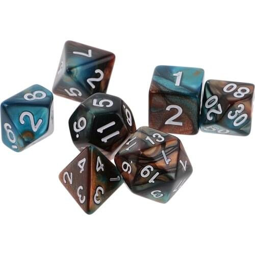 7 pieces Two Colors Polyhedral Dice 16mm for DND Table Board Games D20 D12 D10 D8 D6 D4 Dice Set Party Game Toys