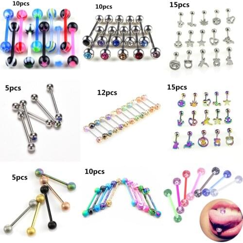8PCS/Set Colorful Colorful Ball Barbell Tongue Piercing Glitters Tongue Rings Women Body Jewelry Gifts