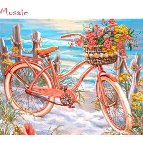 Diamond Painting bicycle Handmade 5d Diy Home Decor Diamond Mosaic flower bike Full Drill Picture Of Rhinestones Needlework