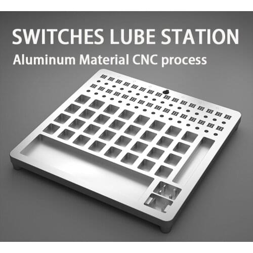 Aluminum Lube station switch opener 2in1 CNC Process Hold up to 32 switches Springs Stems mechanical keyboard switch lubrication