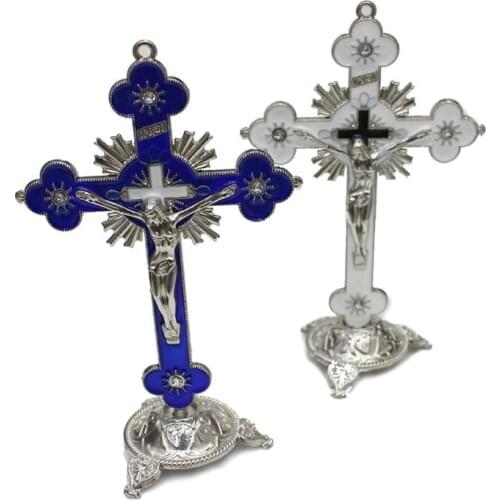 Church Relics Jesus on the Stand Cross Wall Crucifix Antique Home Chapel Decor U2JC