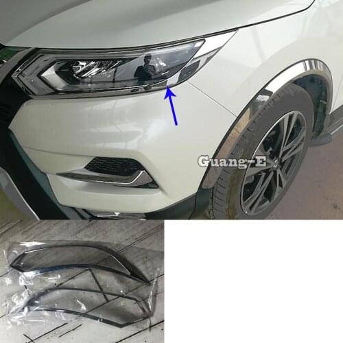 For Nissan Qashqai 2019 2020 2021 Car Cover Detector ABS Chrome Front Light Lamp Trim Frame 2pcs/SET Accessories