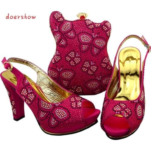 Doershow Women Shoes And Bag Set Italian Shoes With Matching Bags For Party High Quality Shoes And Bag Set To Match BCH1-38