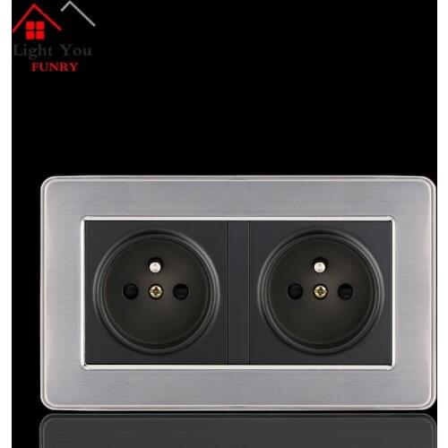 French standard Two AC Jacks Regulatory socket EU European French 2 Hole With Cylindrical Socket 16A 146*86mm