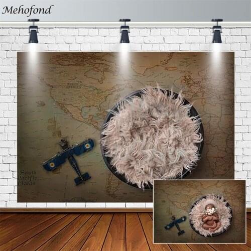 Baby Shower Backdrop World Map Global Travel Airplane Newborn Photography Background Photo Studio Photocall Photozone Decor Prop