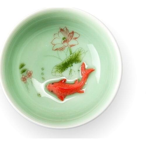 Chinese Tea Cup Porcelain Celadon Fish Teacup Set Teapot Drinkware Ceramic China Kung Fu Tea Set Ceramic cup Chinese gift D042