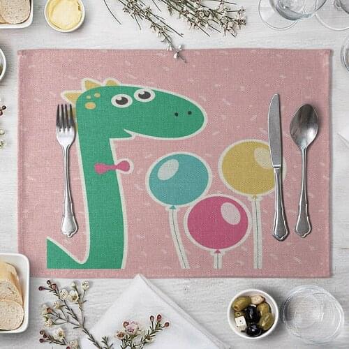 Animal Place Mat Cartoon Dinosaur Placemat for Dining Table Cute Animal Coaster Creative Printed Heat-resistant Kitchen Dining