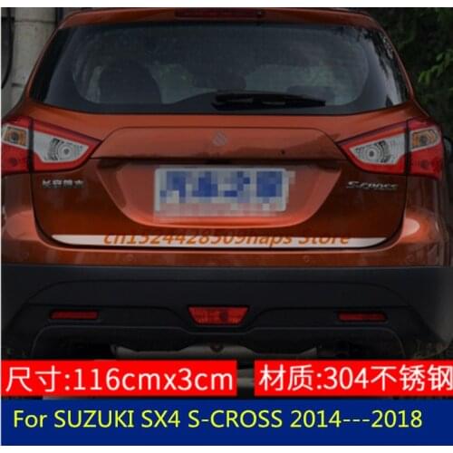 Tailgate Rear Door Bottom Cover Molding Trim Stainless Steel back door trim car Accessories For SUZUKI SX4 S-CROSS 2014---2018