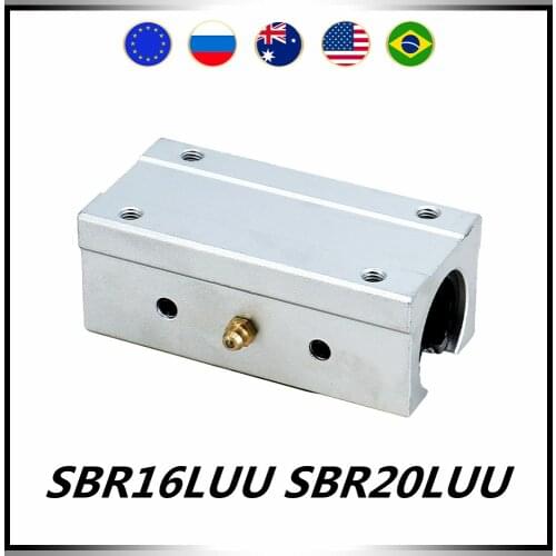 Linear support rails linear guides bearing 1 pcs SBR16LUU / SBR20LUU Extended version blocks sliders for CNC Router