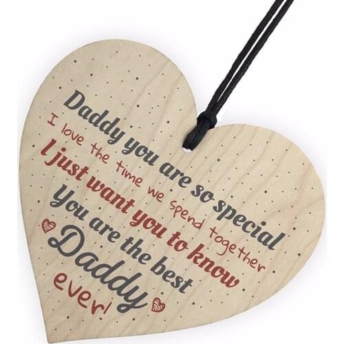 Best Daddy Ever Fathers Day Dad Gift Wood Heart Sign Crafts Thank You Gift From Daughter Son Christmas Costume DIY Tree Decor