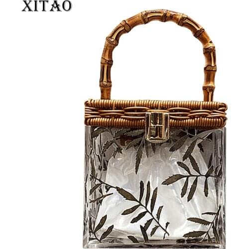 XITAO Bamboo Small Bag Transparent Fashion New Patchwork Small Fresh Catwalk Handbags Antique Box Bag 2021 Summer LDD2079