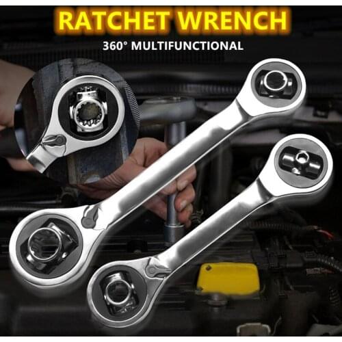 Multifunctional Double-headed Socket Ratchet Wrench 360 Degree Universal Furniture Car Repair Spanner Hand Tools