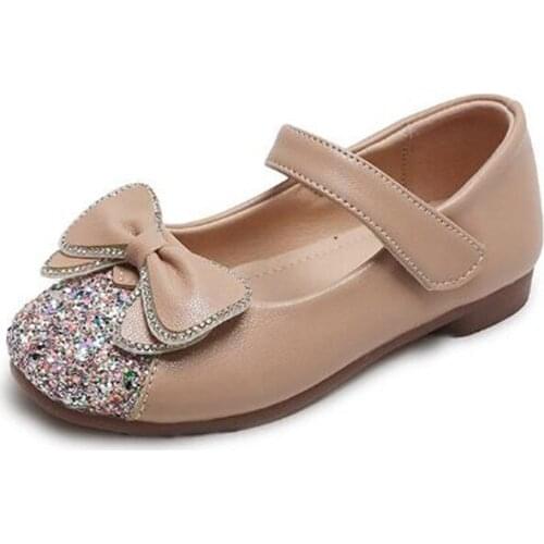 Girl Princess Shoes Big Kids Fashion Bow Flats Student Pearl Bowtie Kids Loafers Wedding PU Leather Moccasins
