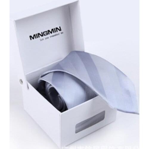 7cm Men Ties Silver white Striped Narrow Formal Noeud Papillon Homme Korean Fashion Business Ties For Men