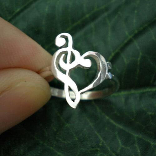 Music Note Love Heart Ring Music Teacher Appreciation Gift Ring Treble Clef Ring Bass clef Ring Presents Valentin Day YLQ0465