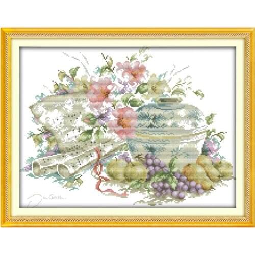 Fruit and music cross stitch kit 14ct 11ct count print canvas stitching embroidery DIY handmade needlework