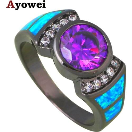 Charming Christmas Gifts for Friends Blue Fire Opal Silver Stamped Fashion Jewelry Rings USA Size #6#7#8#9 OR826A