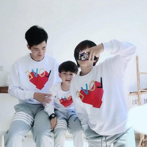 Matching Family Outfits Casual Love Print Long Sleeves Sweatshirt Tops Mom and Daughter Clothes Dad Son Hoodies Family Look 2019
