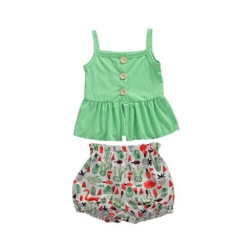 0-4Y Summer Infant Baby Girls Clothes Sets Ruffles Sleeveless Vest Tops+Floral Print Shorts 2pcs Outfits