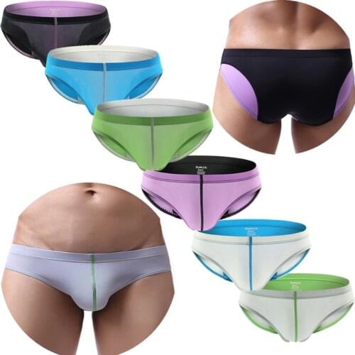 Sexy Men Underwear Patchwork Low Waist Brief Male Panties Bugle Pouch Panty Homewear Bikini Brief Sissy Panties For Men S/M/L/XL