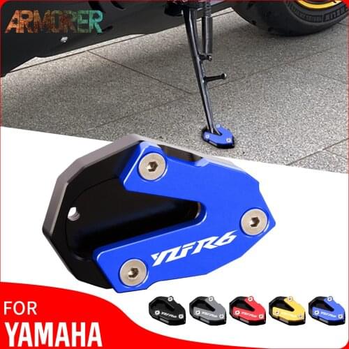 Motorcycle CNC Kickstand Foot Side Stand Extension Pad Enlarge Stand Plate For YAMAHA YZF R6 YZF-R6 YZFR6 2020 2017 2018 2019