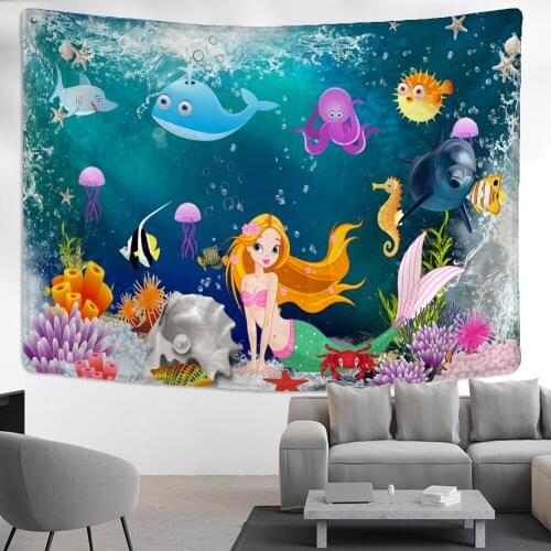 Underwater World Tapestry Wall Hanging Bohemian Hippie Tapiz Aesthetic Art Bedroom Dormitory Home Decor