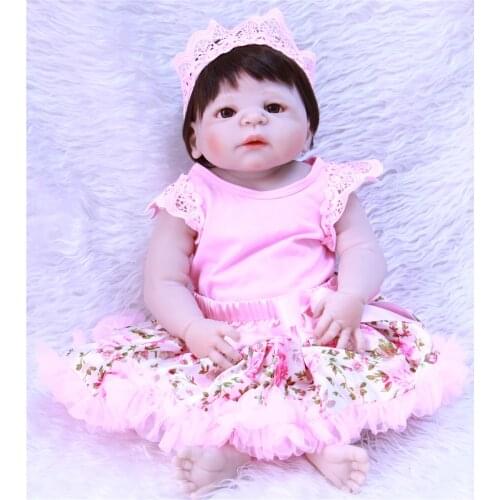 Full silicone reborn baby girl dolls 22"NPK fashion bebes reborn soft touch real true looking new born baby bonecas reborn