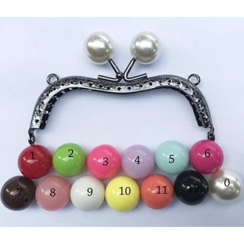 DIY women purse frame gunblack color M shape kiss buckle metal clasp bag making hardware 11 cm candy ball color knurling edge