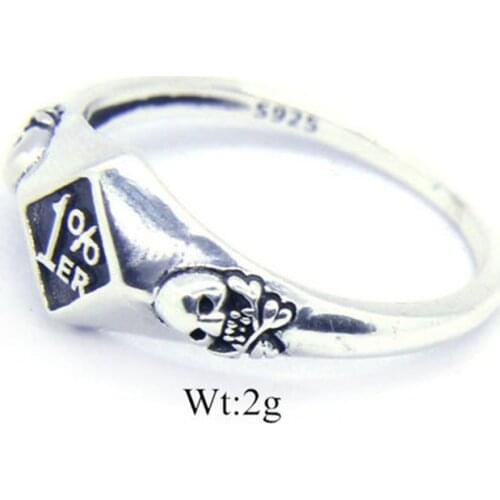 Size 6-10 Dropship 925 Sterling Silver 1% Biker Skull Ring Newest Lady Girls S925 Biker Ring