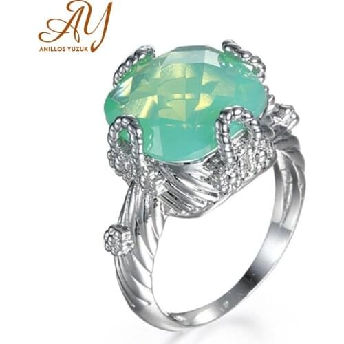 Anillos Yuzuk Fashion AAA Cubic Zirconia Silver Color Ring Shinning Delicate Green CZ Band Ring For Women Hot Fashion Jewelry