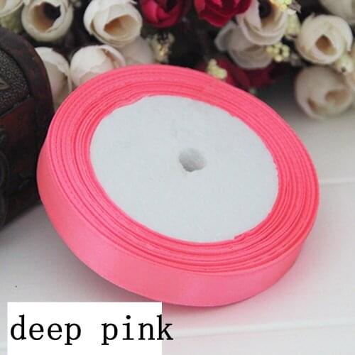 Deep Pink 25 Yards 22M Pick Size 6/10/15/20/25/40/50mm Pretty Silk Satin Organza Polyester Ribbon For DIY Wedding Decoration