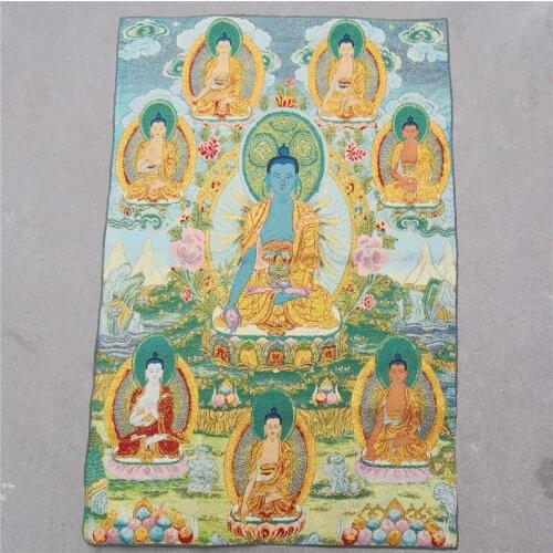 Tibet Tangka Silk Embroidery Tangka Buddha Statue Nepal Tangka Painting Eight Pharmacists Buddha Statue Tangka Gold Silk Embroid