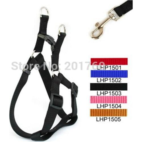 Pet Products Supplies Harnesses Nylon 1.5cm Solid Color Dog Harnesses Leashes Set (5 Colors) 5pcs/lot