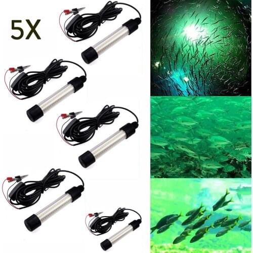 5X Waterproof LED Underwater Light Lamp AC/DC 12V 1200LM For Submersible Night Fishing Boat Outdoor Lighting Green Lights Lamps