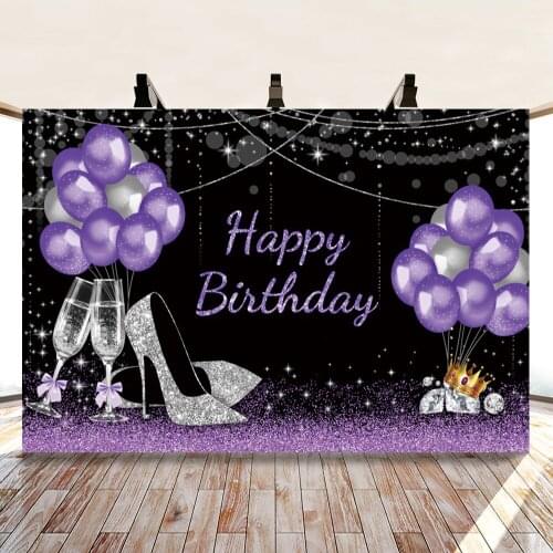 Yeele Birthday Party Purple Ballon Glitters Diamond Photography Backdrop Photographic Decoration Backgrounds For Photo Studio