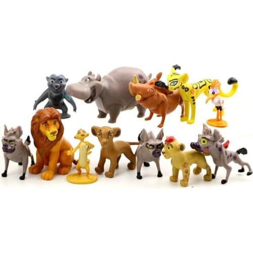 [Funny] 12pcs/lot Lion Sim ba Mufasa Kiara Pumbaa Timon Rafiki Scar PVC Figures dolls Collectible model Toy kids gift