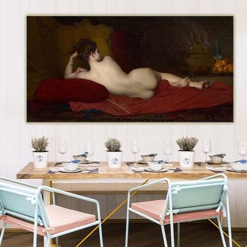 Jules Joseph Lefebvre《Odalisque》Canvas Oil Painting Art Aesthetic Poster Picture Wall Hanging Decor Home Living Room Decoration