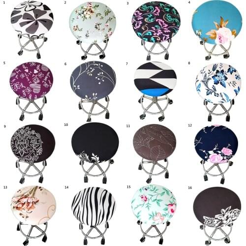 1 Pc Fashion Round Stool Chairs Cover Stool Cover Floral Printed Elastic Seat Cover Chair Bar Stool Chair Slip Cover Home Decor