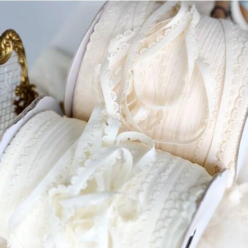 10 Meters Width 1cm Beige Embroidered Lace Trim Ribbon Elastic Stretchy Lace Trimming DIY Underwear Lingerie Sewing Accessories