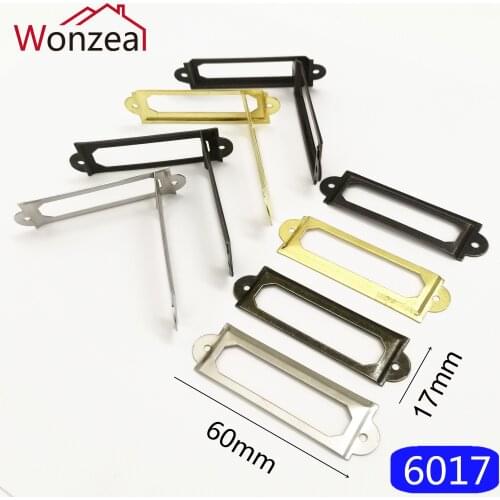 10pcs/lot Vintage Metal Label Pull Frame Handle of Bronze/Red Copper/Gold for File Name Card Holder Drawer Box Case Bin 60*17mm