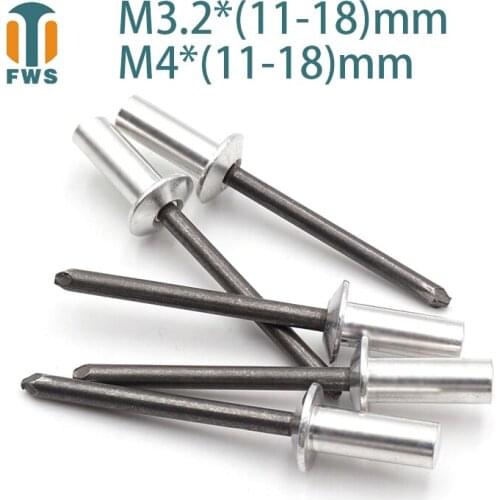 10 PCS M3.2/M4 DIN EN ISO 15973 GB /T 12615.1 Aluminum Steel Closed End Blind Rivets With Break Pull Mandrel Protruding Head
