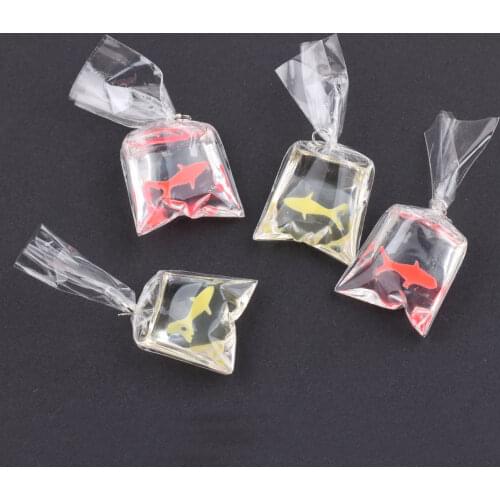 10pcs Gold fish Water Bag Earrings Bracelet Pendant Earring Settings Model Resin Creative Novelty Diy Jewelry Accessories