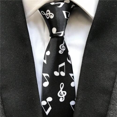 5cm Fashion Ties Narrow Necktie with Music Notes Unique Design Polyester Tie