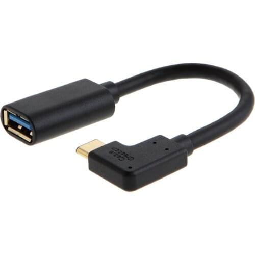Type C to USB 3.0 Adapter, 90 Degree USB 3.1 to USB Female OTG Cord 15CM/ Black