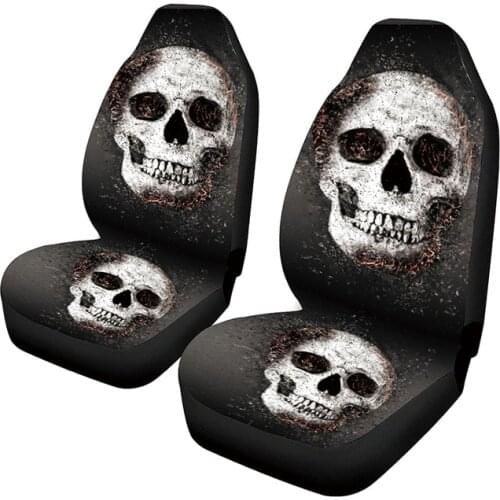 AUTO KEGAN Skull Skeleton Front Car Seat Covers Interior Accessories Universal Fit Cars & Vans Suv for VW Hyundai Ix35 Fit I30