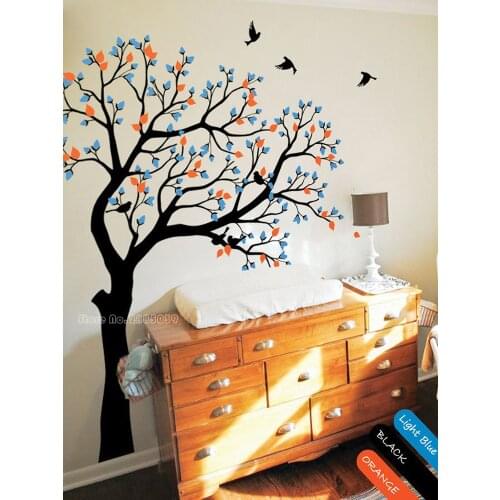Large Tree Landscape Wall Sticker Branches Birds Removable Art Decals PVC Poster Stickers For Baby Kids Room Home Decor LL2367