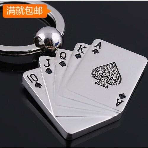 DoreenBeads Alloy Metal Keychain Playing Cards Pendnats Gifts Creative Trendy Gift For Men ,1 Piece 2018 New